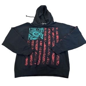 Hawk skater brand indie floral hoodie women’s small pop punk black sweatshirt